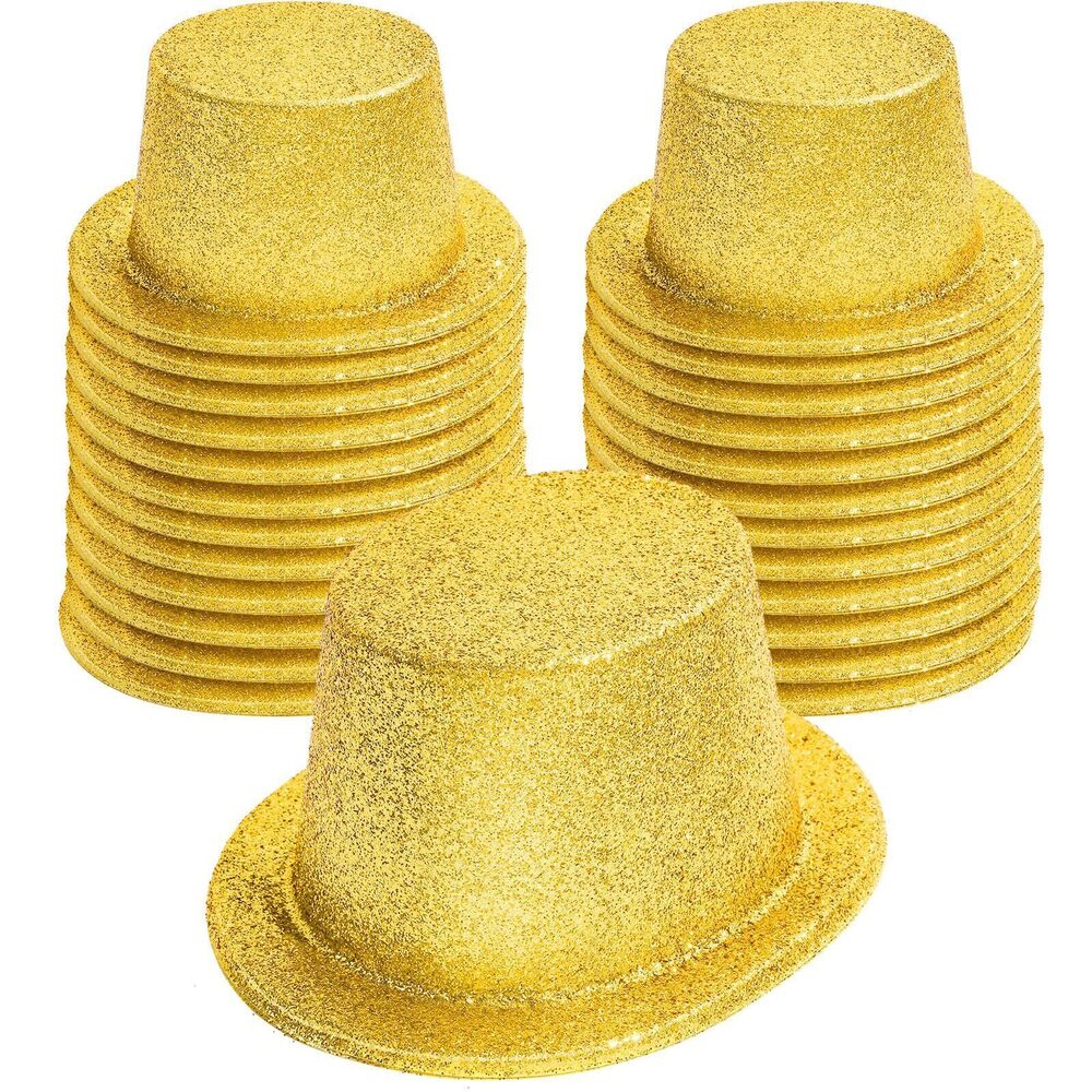 9829 24 Pcs Glitter Top Hat Bulk Bowler for Adults 1920s Dress Glitter Hats